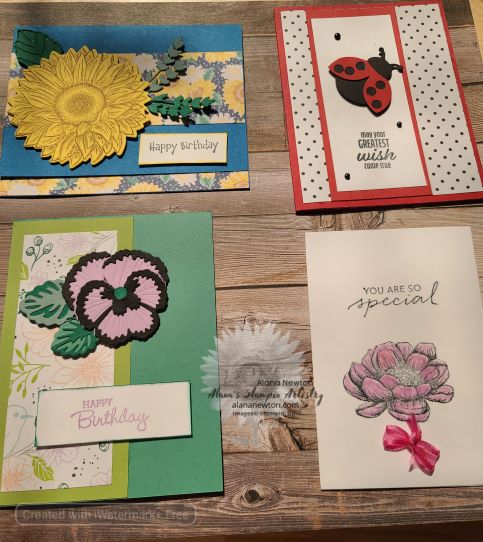 4 CARD CLASS Ladybug and sunflower